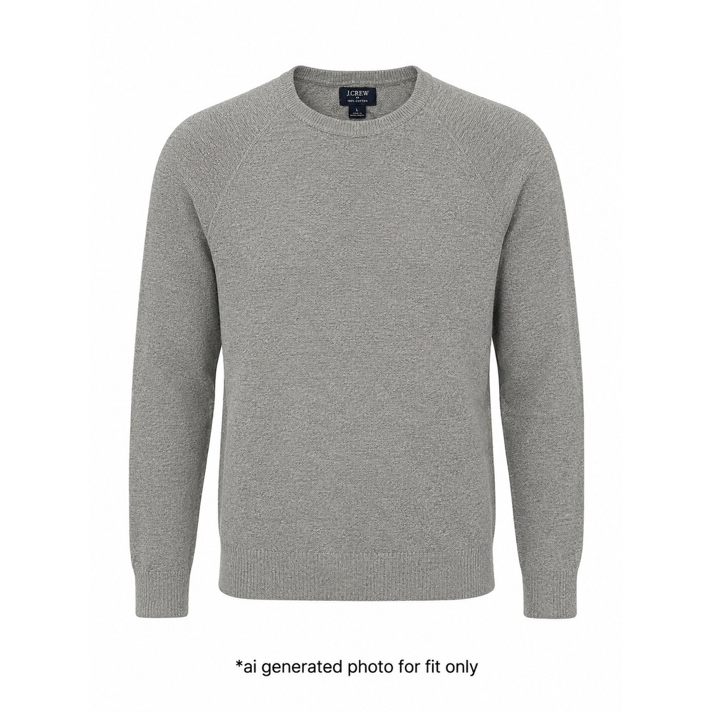 J.Crew Men's L Grey 100% Cotton Textured Raglan Crewneck Sweater NWT